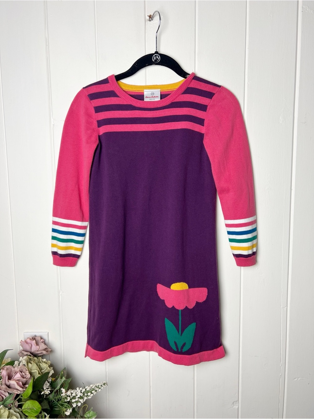 Hanna Andersson Intarsia Sweater Dress in Harvest Plum